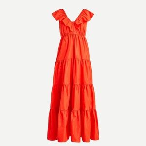 J crew Ruffled Scoopneck Dress in Taffeta Sunrise